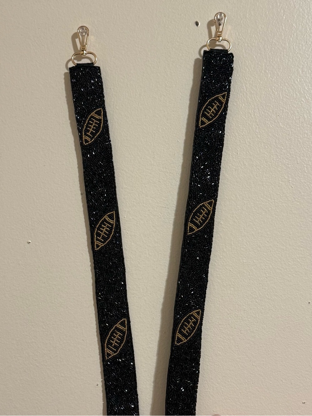 NEW Black and Gold Football Beaded Purse Strap Game Days - Picture 8 of 10